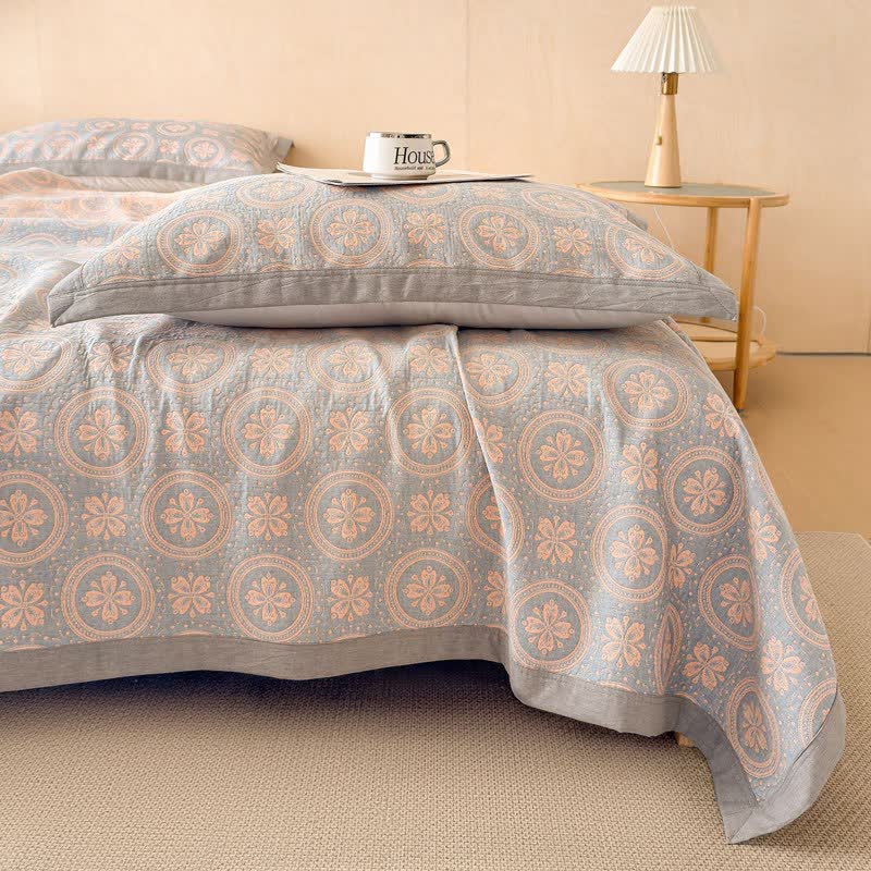 Cotton Vintage Pattern Muslin Quilt Blanket - image 2