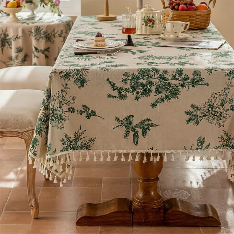 Greenery Print Fringed Dining Cover - image 2