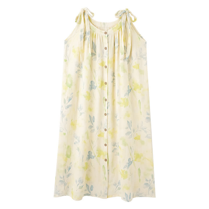 Country-Style Floral & Leaf Camisole Nightgown - image 8