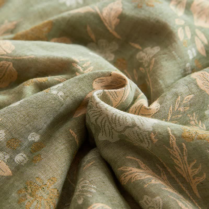 Cotton Gauze Floral Leaf Jacquard Quilt - image 10