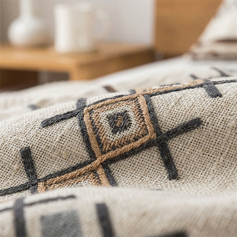 Geometric Cotton Gauze Button Pillowcases (2PCS) - image 1