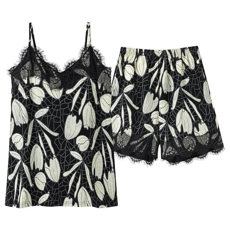 Abstract Floral Cotton Cami & Shorts Pajamas - image 9