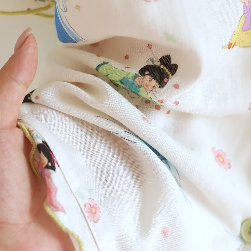 Vintage Oriental Princess Inspired Cotton Pajamas(3PCS) - image 15