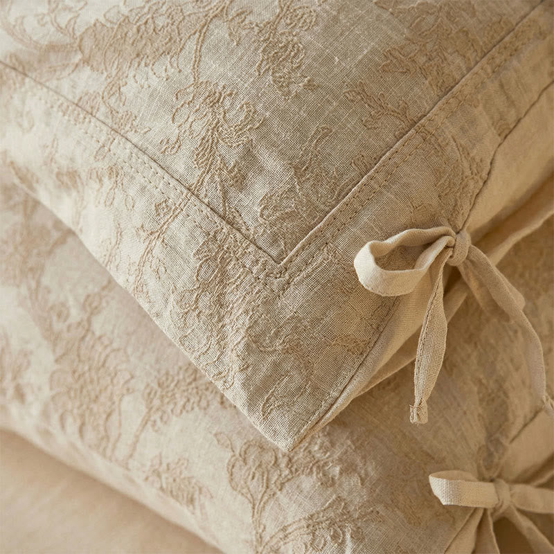 Ownkoti Floral Bow Tie Cotton Linen Pillowcases (2PCS) - image 2