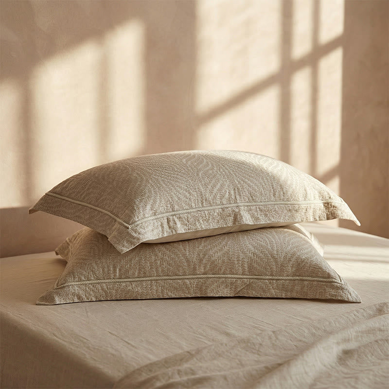 Ownkoti Wheat Jacquard Envelope Pillowcases (2PCS) - image 2