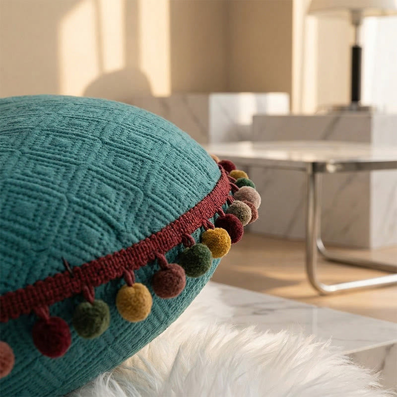 Round Hand-Sewn Button Throw Pillow - image 5