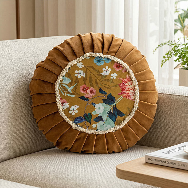 Vintage Chinese Floral Throw Pillow - Brown - 45cm x 45cm x 15cm - image 3