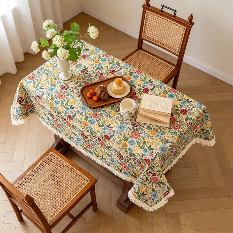 Refresh Floral Cotton Linen Jacquard Tablecloth - image 2