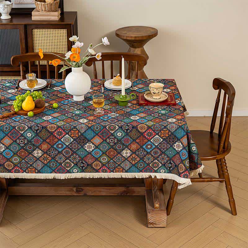 Exotic Kaleidoscope Mandala Jacquard Tablecloth - image 2