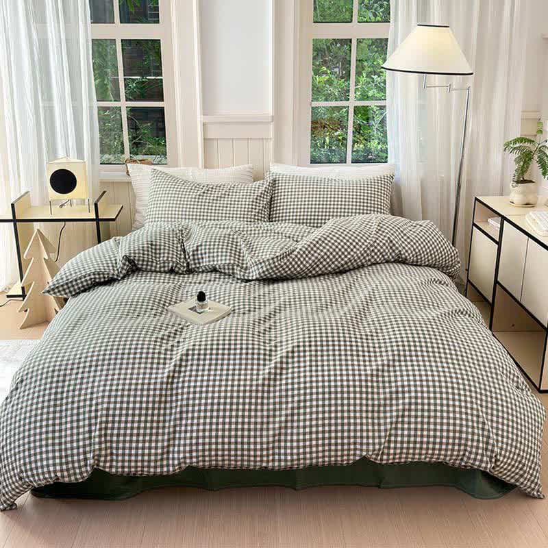 Small Check Gingham Cotton Bedding Set - image 19