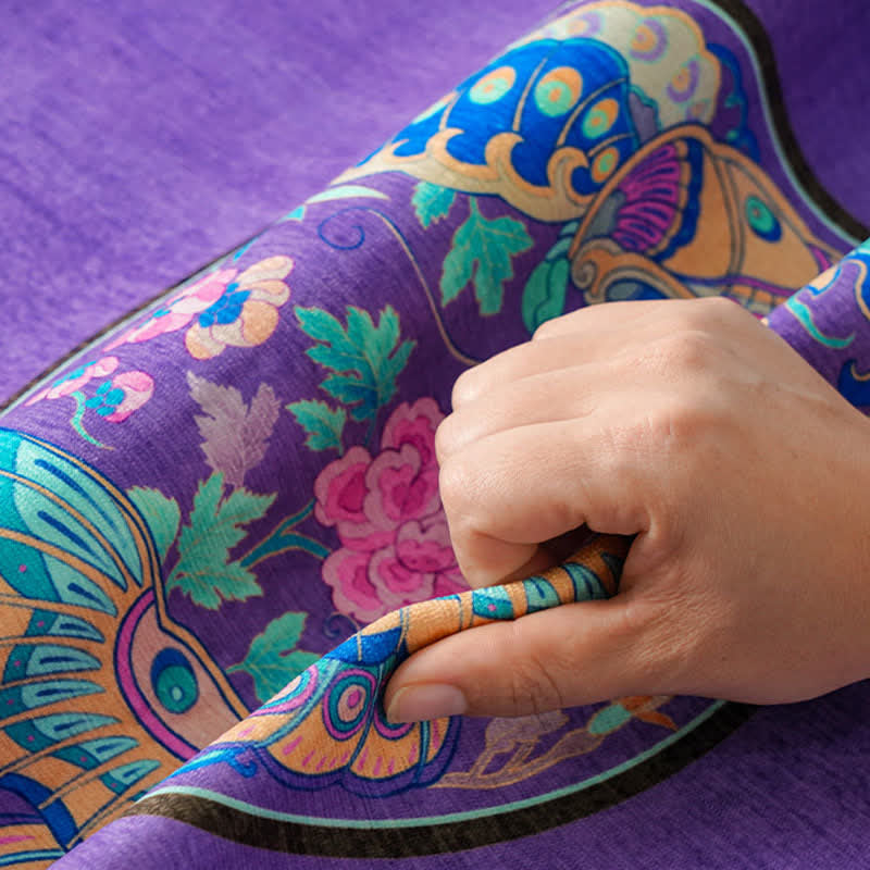 Oriental Style Floral & Butterfly Sofa Protector - image 4