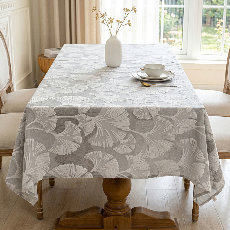 Elegant Ginkgo Leaf Jacquard Tablecloth - image 7