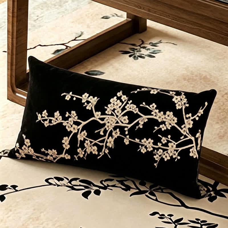 Vintage Plum Blossom Sofa Slipcover - Throw Pillow - 12" x 19" - image 3