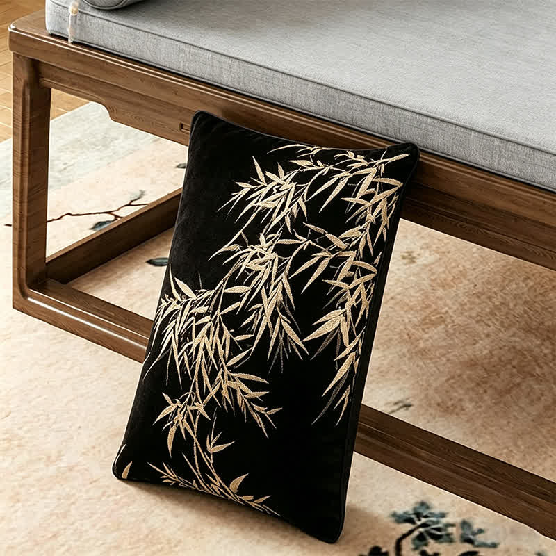 Vintage Elegant Bamboo Leaf Sofa Slipcover - Throw Pillow - 12" x 19" - image 2