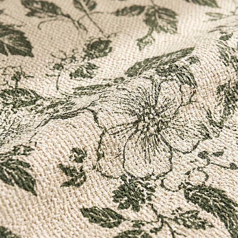 Vintage Green Floral Cotton Linen Tablecloth - image 3