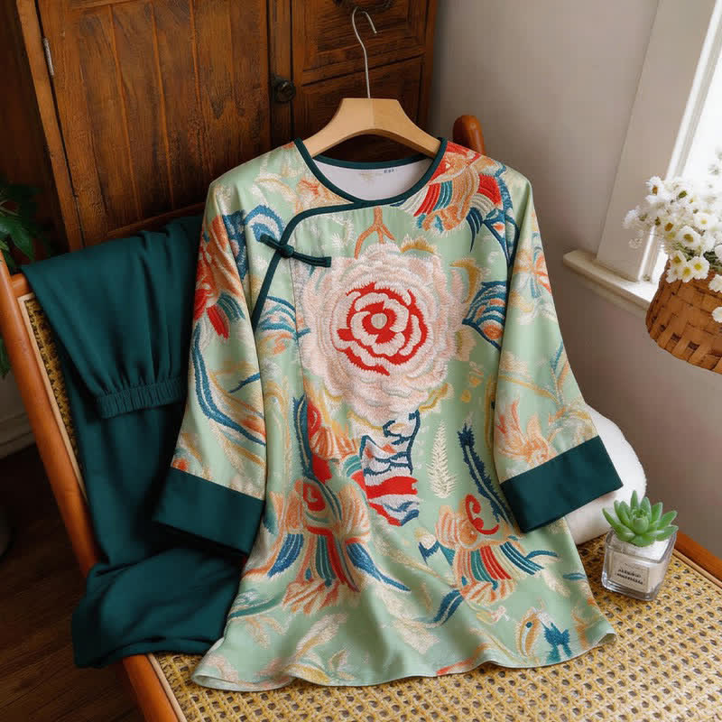 Ownkoti Retro Floral Eastern-Inspired Loungewear Set - image 10