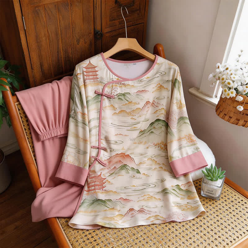 Ownkoti Oriental Landscape Eastern-Inspired Loungewear Set - image 6