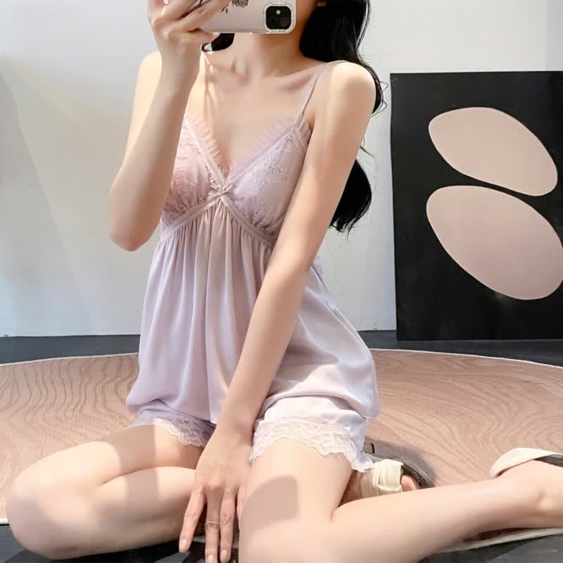 Elegant Lace Trim Loungewear Set - image 23
