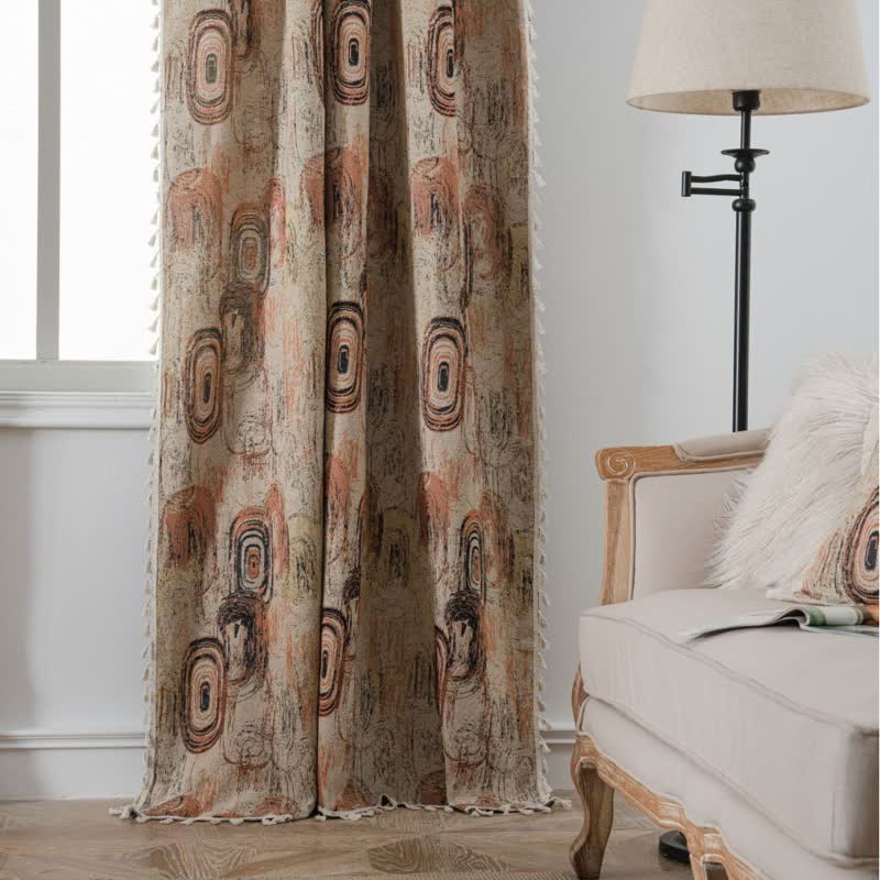 Tree Ring Jacquard Curtain with Tassel - image 3