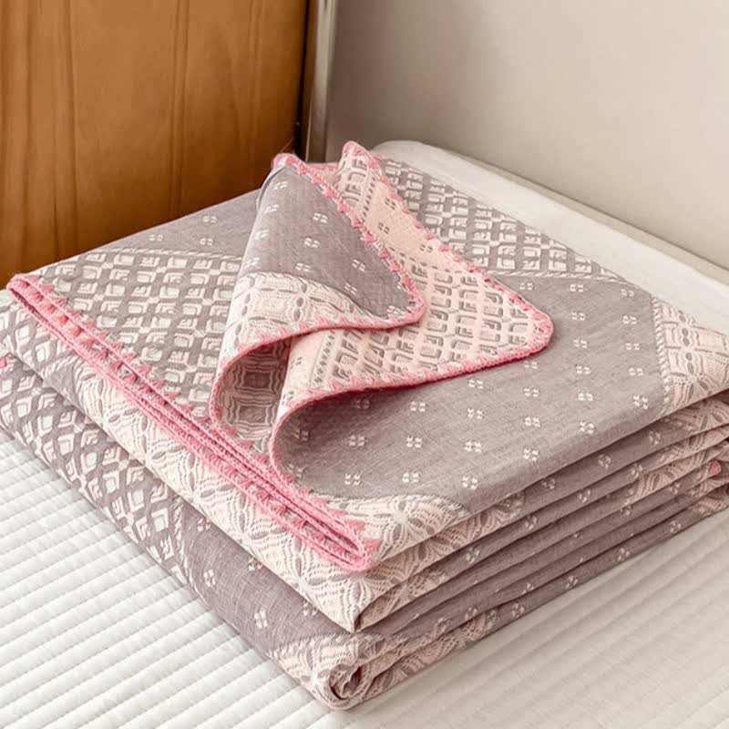 Geometric Patchwork Cotton Triple Gauze Quilt - image 8