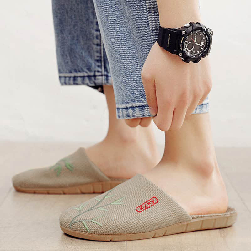 Embroidered Plum Bossom Comfy Flax Slippers - image 16