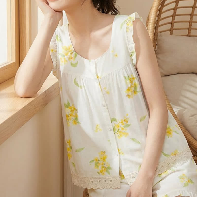 Osmanthus Ruffle Lace Sleeveless Loungewear Set - image 5