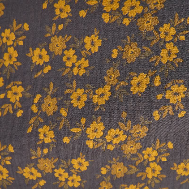 Yellow Floral Cotton Gauze Kimono Robe - image 9