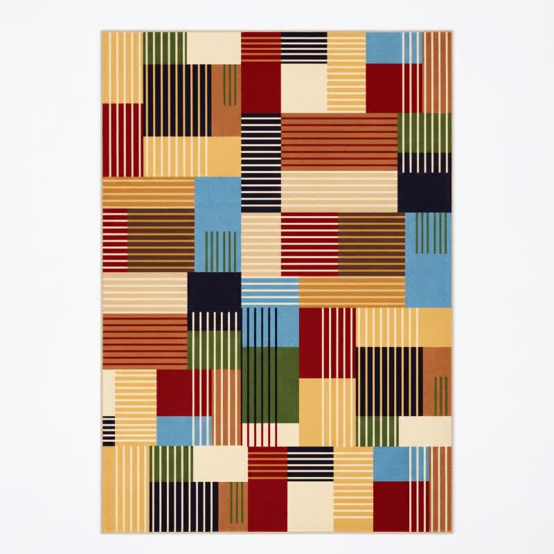 Striped Patchwork Geometric Area Rug - image 3