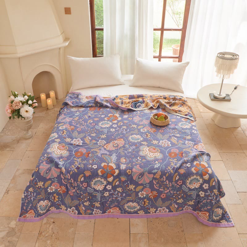 Ownkoti Farmhouse Botanical Reversible Gauze Quilt - Purple - King - image 5