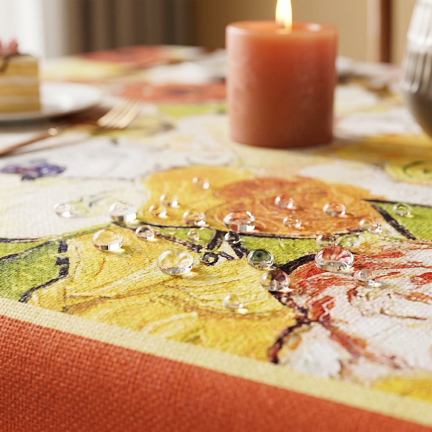 Ownkoti Waterproof Oil-Painting Floral Tablecloth - image 3