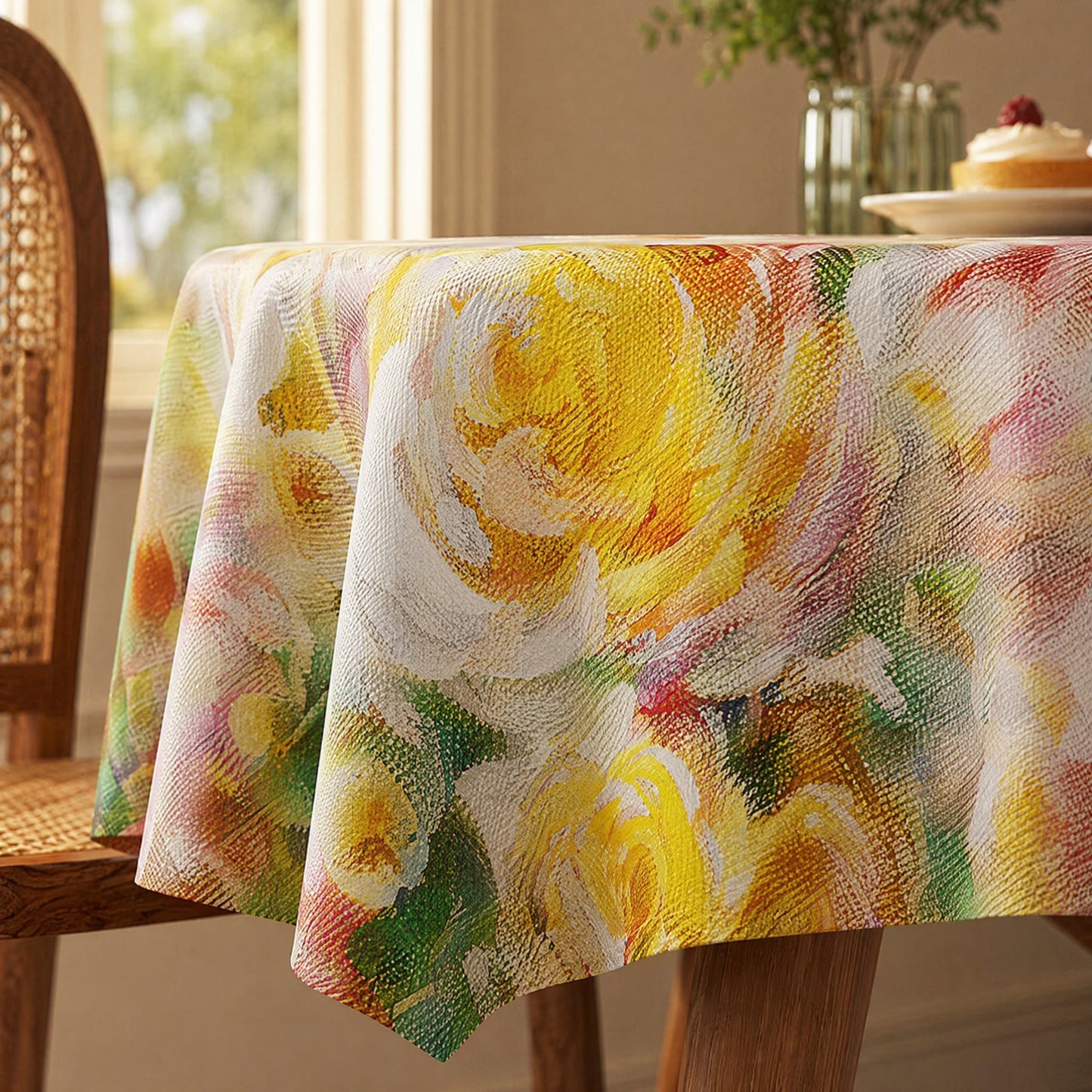 Ownkoti Soft Impressionist Rose Floral Tablecloth - image 3