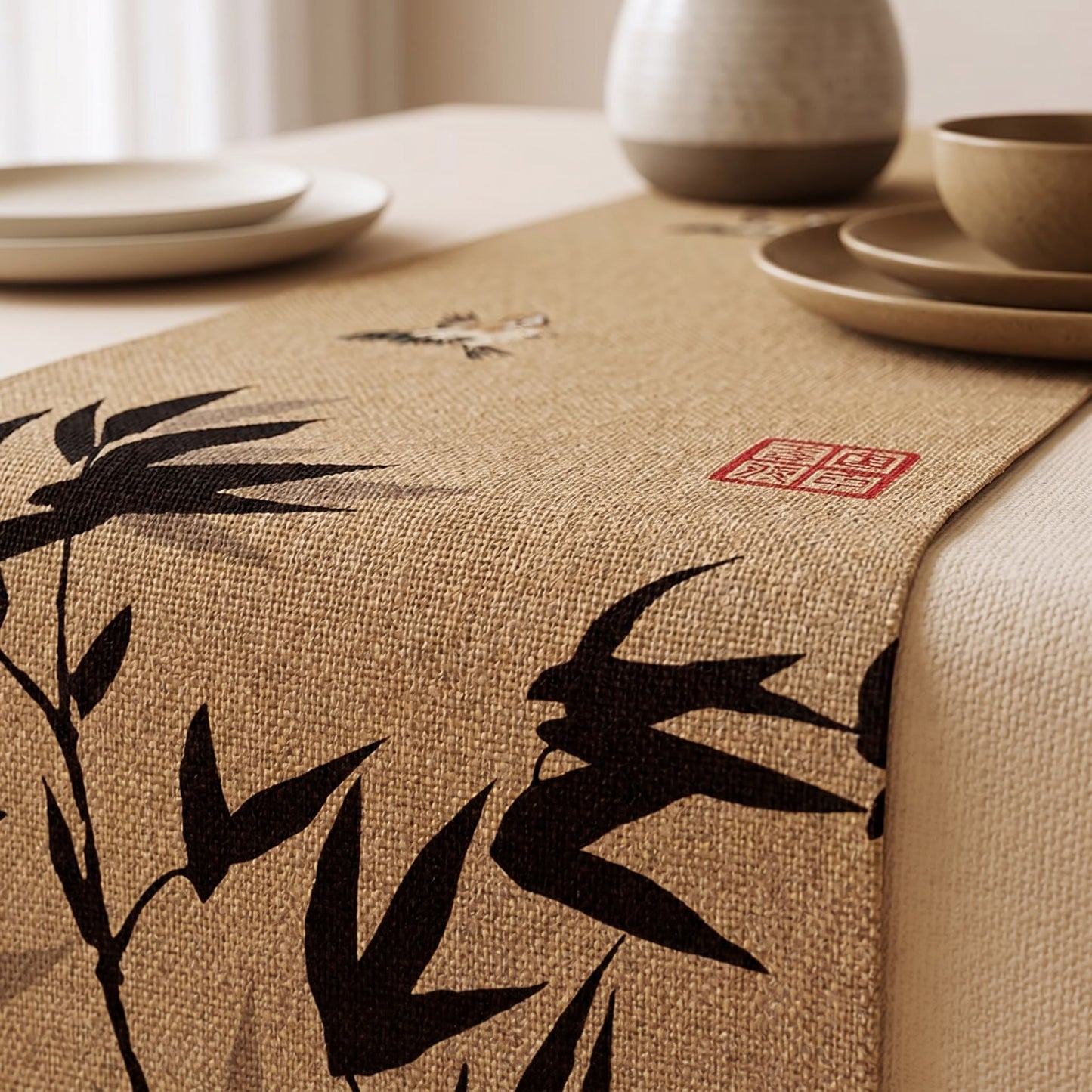 Ink-Wash Bamboo Charm Table Runner - image 4