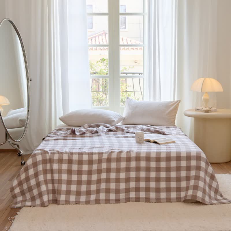 Classic Check Cotton Gauze Quilt - Brown - Queen - image 5