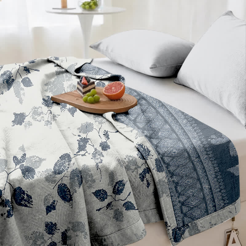 Boho Leaf Print Cotton Gauze Quilt - image 5