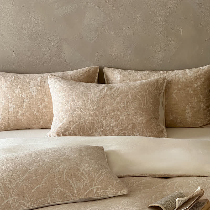 Ownkoti Beige Botanical Jacquard Cotton Bedding Set - image 3