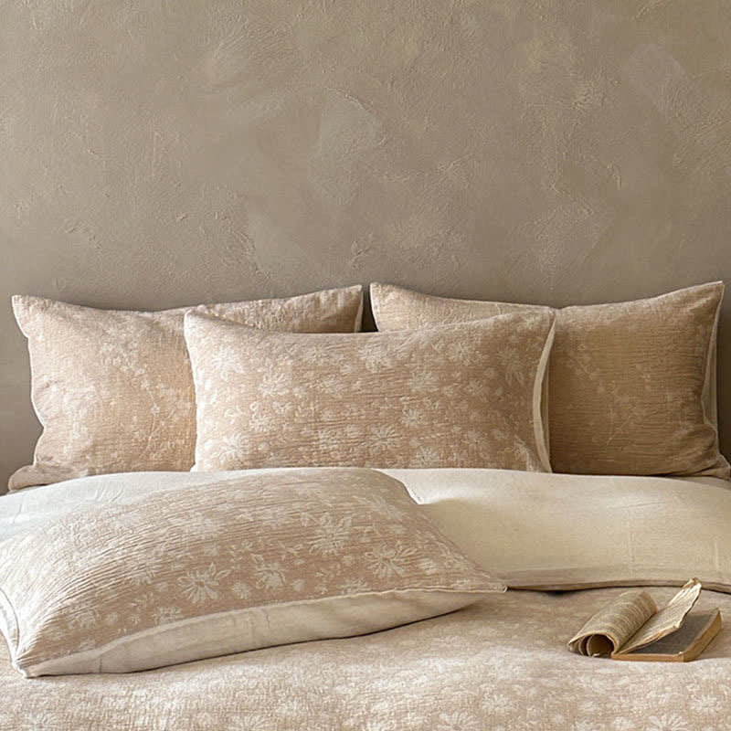Ownkoti Camel Delicate Floral Jacquard Cotton Bedding Set - image 3
