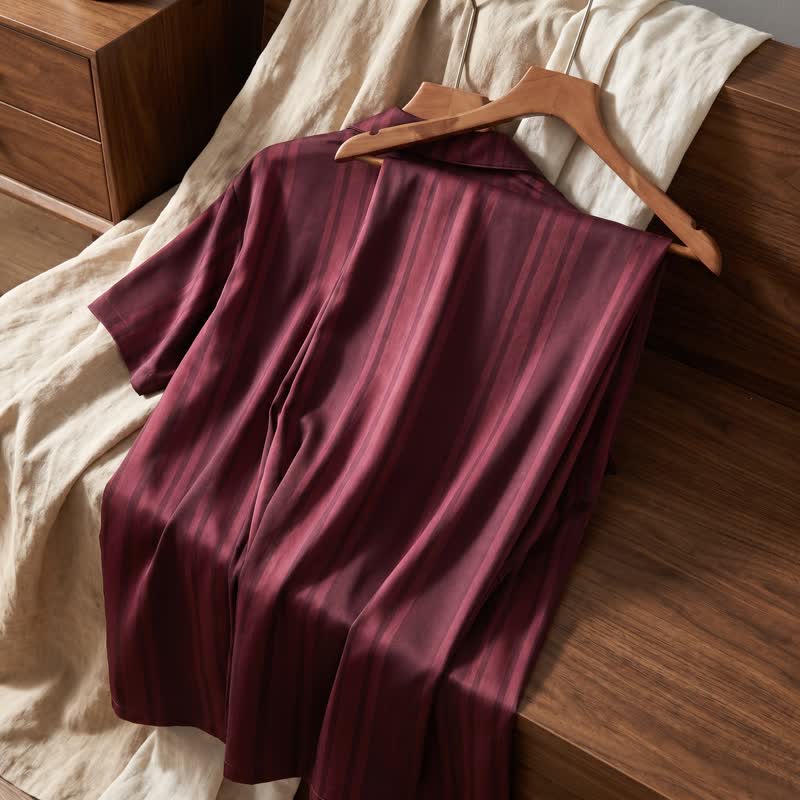 Cotton Burgundy Vertical Stripe Loungewear Set - image 6
