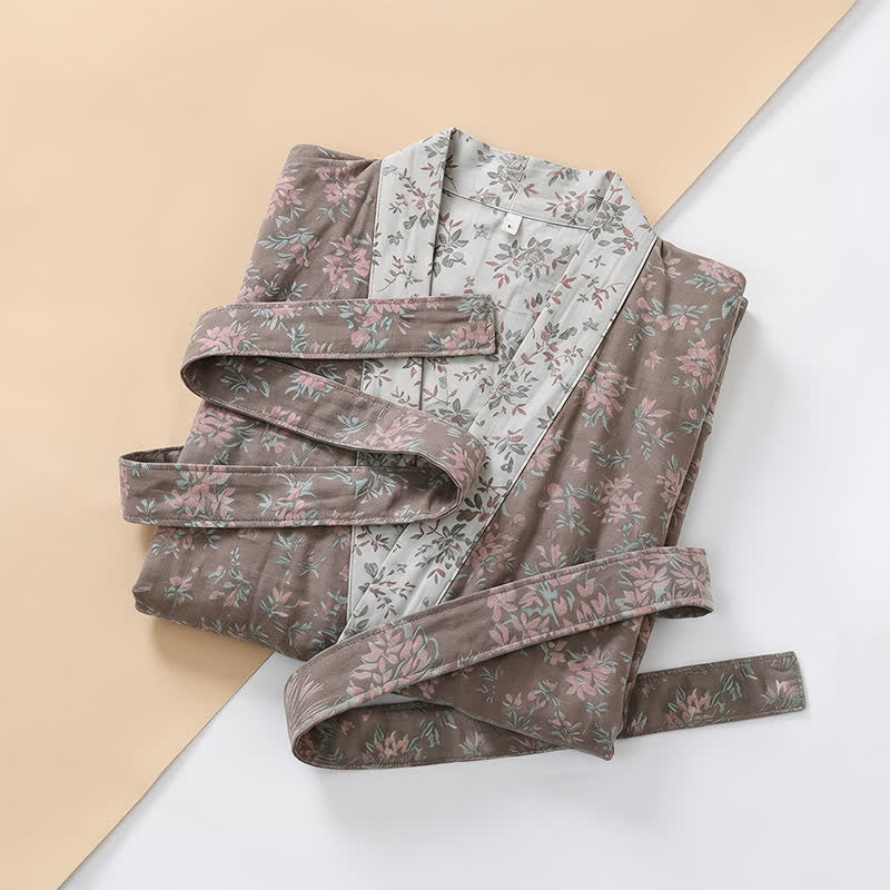 Cotton Reversible Floral Kimono Robe - image 14