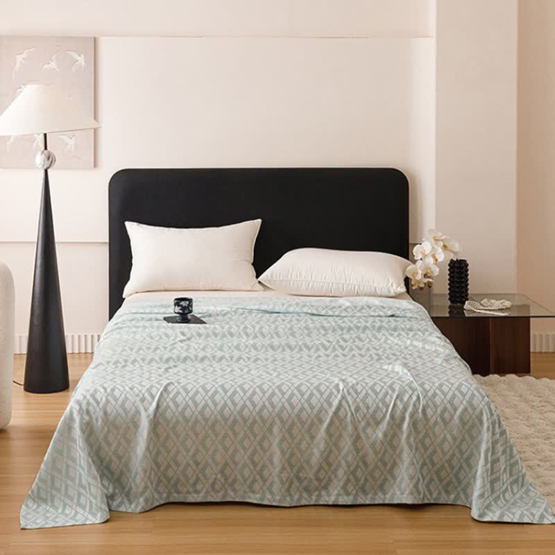 Ownkoti Multicolor Rhombus Pattern Bamboo Fiber Quilt - Blue - Queen - image 8