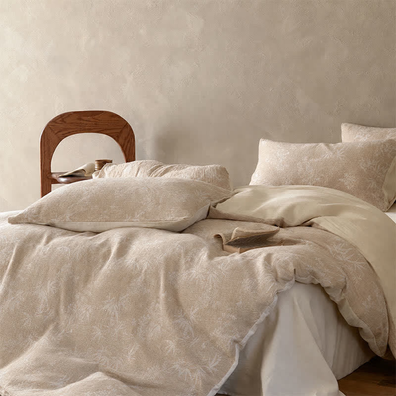 Ownkoti Camel Bamboo Sprig Jacquard Cotton Bedding Set - image 3