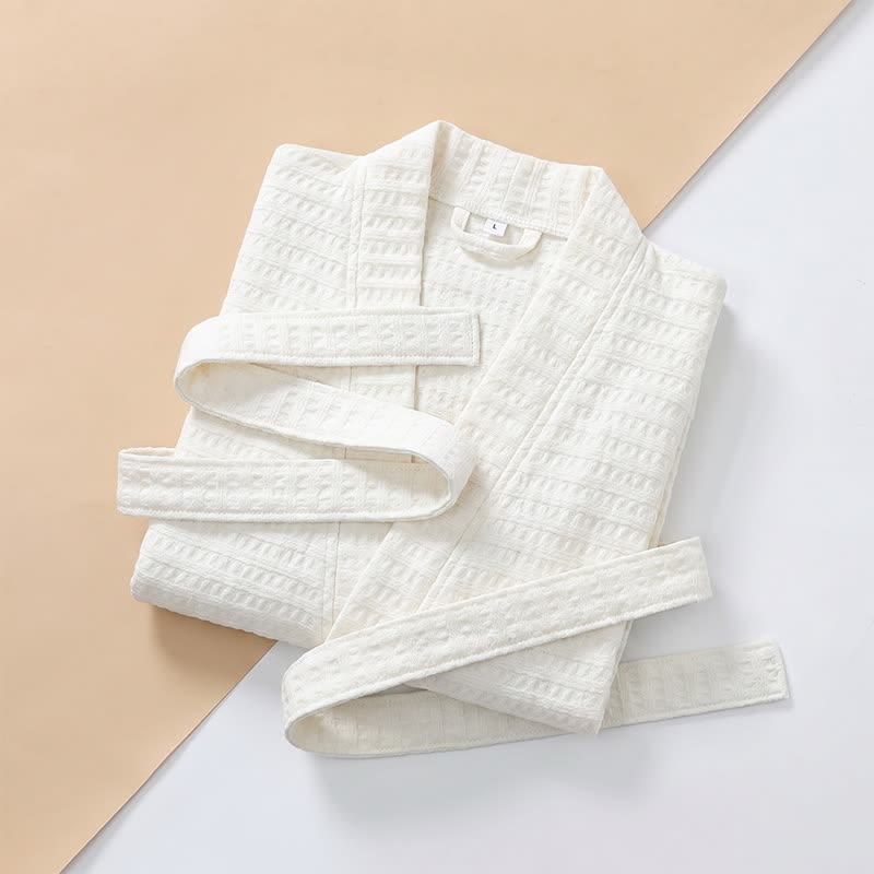 Cotton Waffle Weave Kimono Bathrobe - image 14