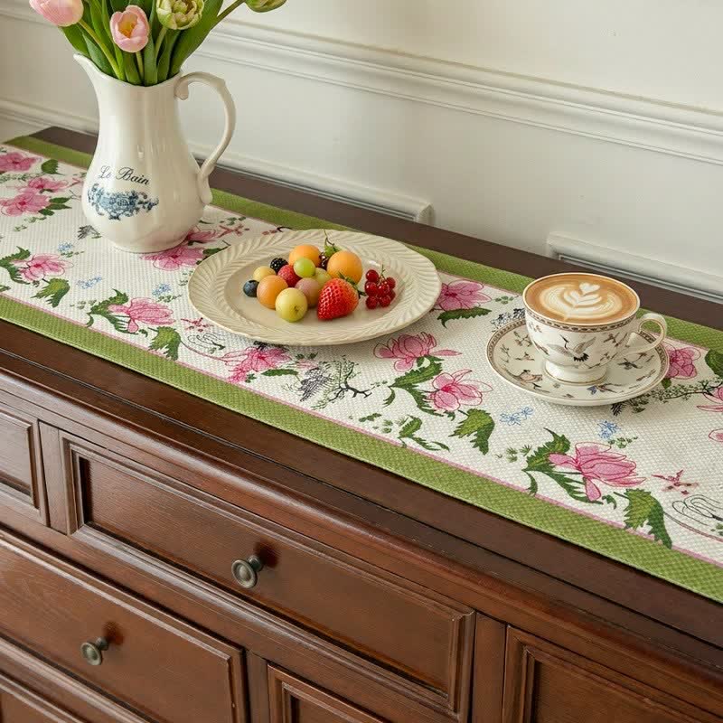 Pastoral Style Floral Tassel Table Runner - image 3