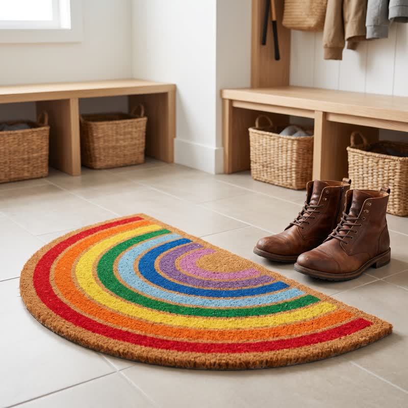 Rainbow Non-Slip Entryway Coir Area Rug - image 4