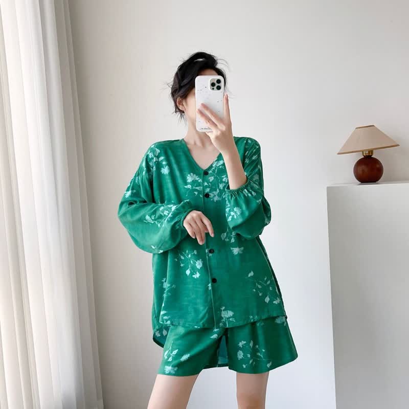 Botanical Floral Button Front Women's Pajamas - image 6