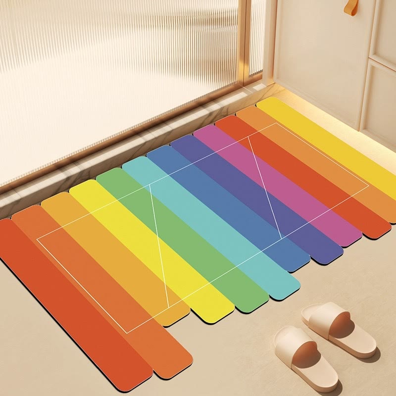 Ownkoti Modern Rainbow Stripe Diatom Mud Bath Rug - 31'' × 47'' - D - image 8
