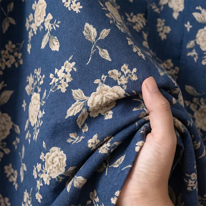 Ownkoti Indigo Blue Vintage Floral Kimono Robe - image 7