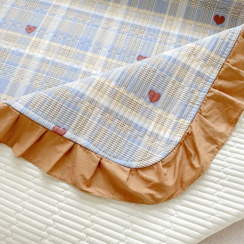 Plaid & Heart Print Cotton Twill Coverlet - image 6