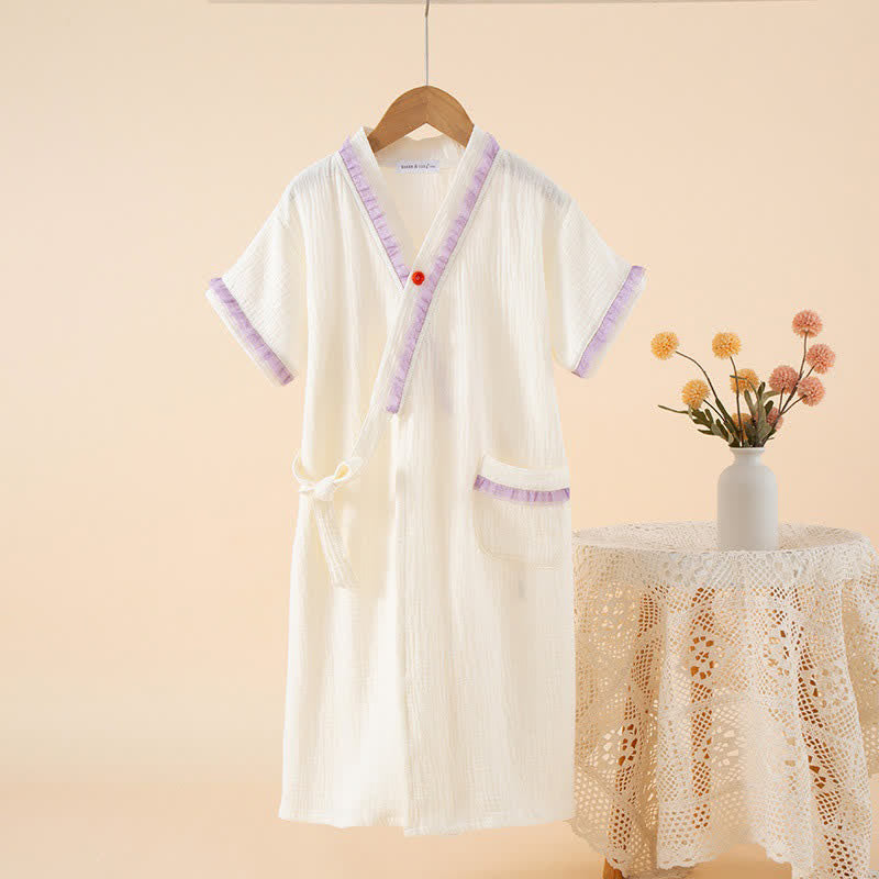Ruffle Trim Kids' Cotton Muslin Robe - image 11