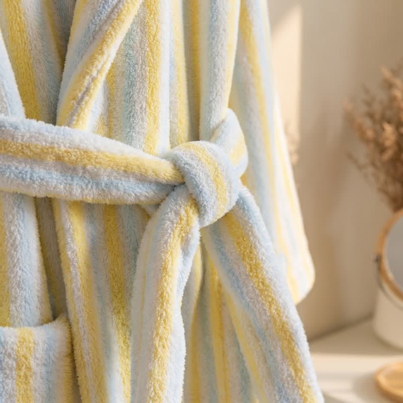 Pastel Stripe Cotton Kids Bathrobe - image 4