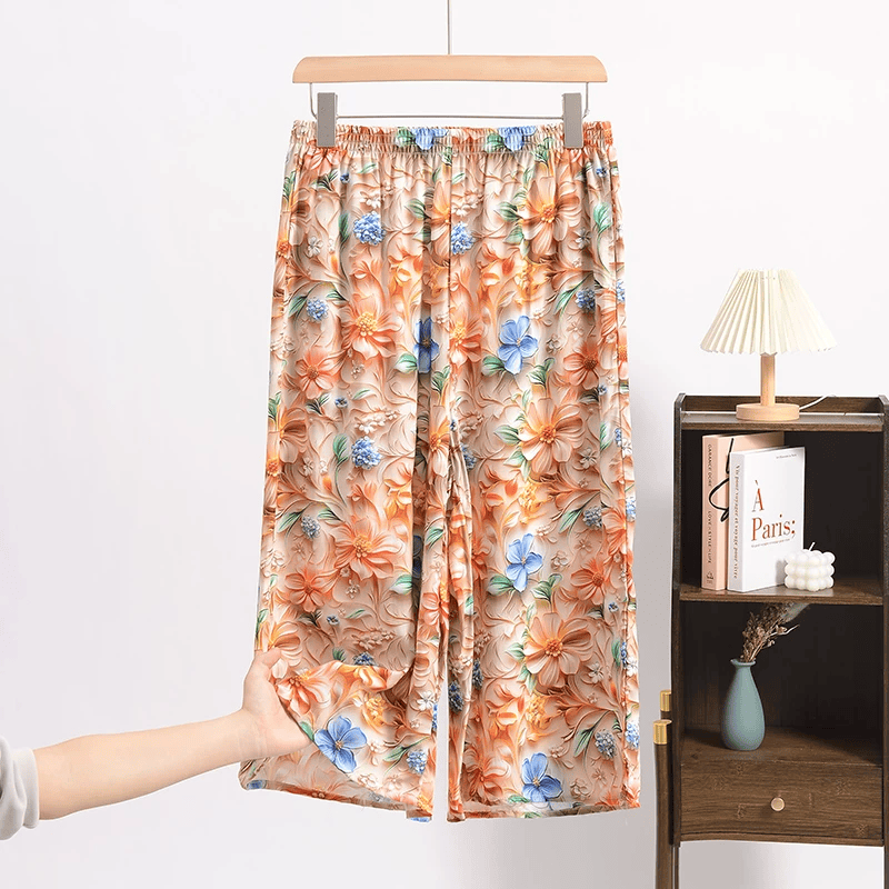 Vintage Botanical Print Cropped Pajama Pants - image 2